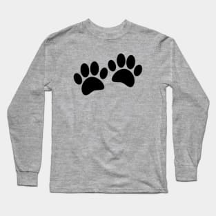 Cute Cartoon Black Puppy Paw Prints Long Sleeve T-Shirt